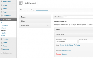 WordPress 3.6 - la sezione menu del backend 