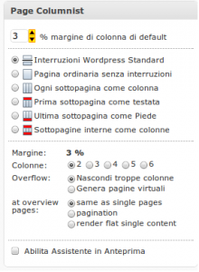 il menu del plugin